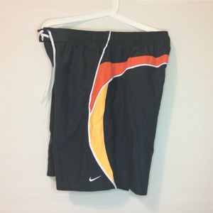 Nike Mens Gray w/Orange Trim Swim Trunks